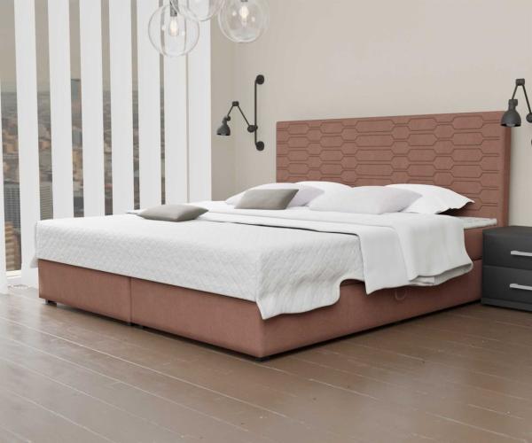 Boxspringbett Schlafzimmerbett OMERO 140x200cm Stoff Apricot inkl. Bettkasten