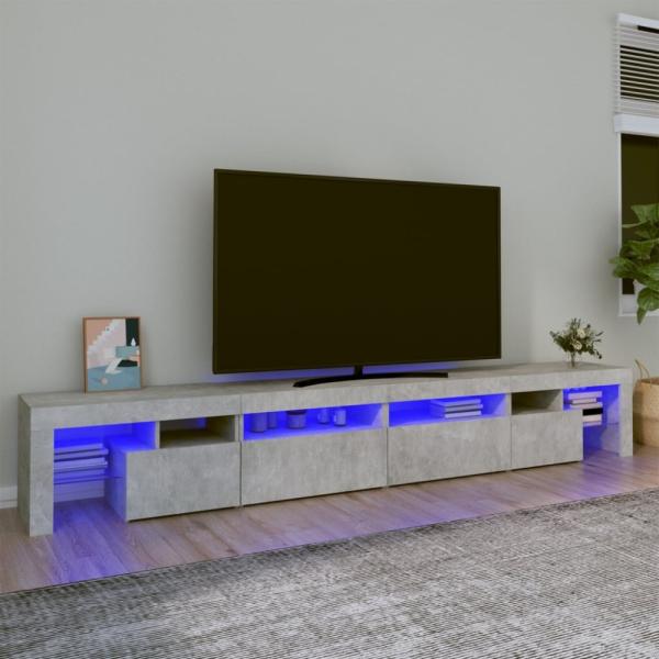 TV-Schrank mit LED-Leuchten Betongrau 280x36,5x40 cm