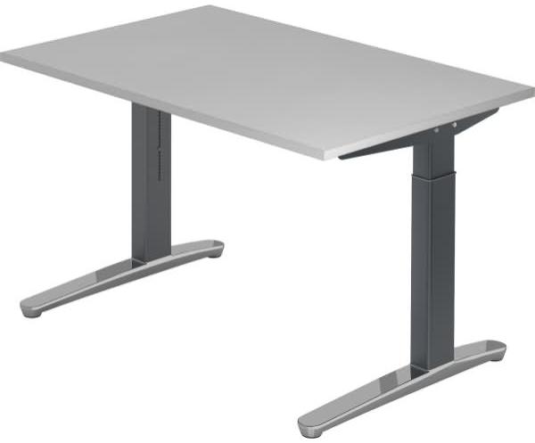 'XB12' Schreibtisch, C-Fuß, poliert, 120x80cm, Grau/Graphit