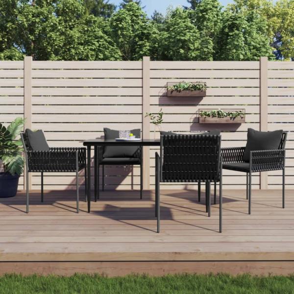 vidaXL Gartenstühle mit Kissen 4 Stk. Schwarz 54x61x83 cm Poly Rattan