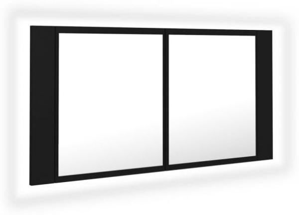 LED-Bad-Spiegelschrank Schwarz, 90 x 12 x 45 cm