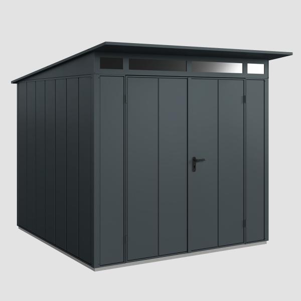 Hörmann Ecostar Aktionsangebot Metall-Gerätehaus Elegant mit Pultdach Typ 2, 238 x 238 cm , anthrazitgrau, 5,7 m²,2-flüglige Tür