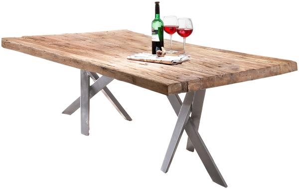 Sit Möbel Tische & Bänke Tisch 220x100 cm, Platte Teak natur, Gestell Metall antiksilber