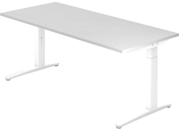 'XB19' Schreibtisch, C-Fuß, 180x80cm, Weiß / Weiß