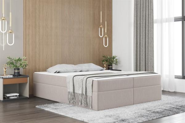 Boxspringbett Schlafzimmerbett PRIMA 120x200cm Stoff Creme inkl. Bettkasten