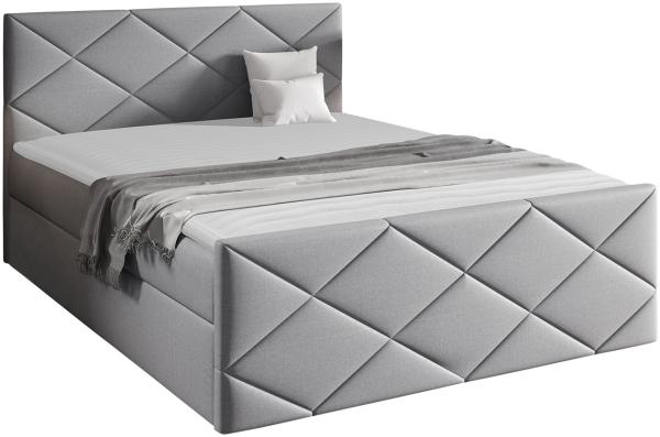 Mirjan24 Boxspringbett Alpiry, Hellgrau 140 x 200 cm Webstoff