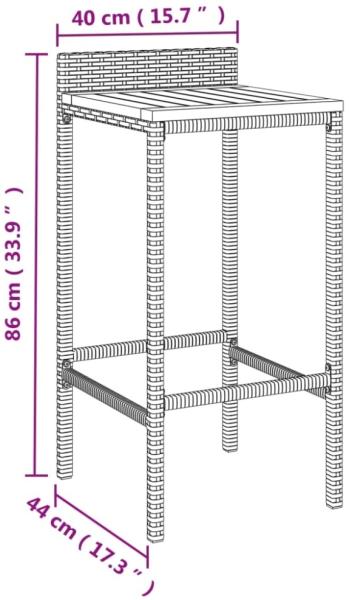 vidaXL 5-tlg. Gartenbar-Set Schwarz Poly Rattan & Massivholz Akazie Bild 6