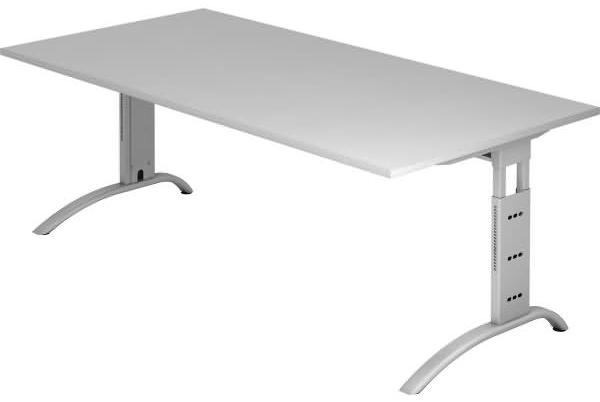 Schreibtisch FS2E C-Fuß 200x100cm Grau Gestellfarbe: Silber