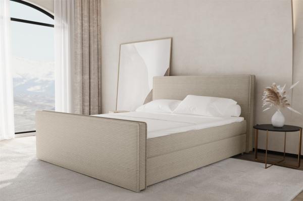 Boxspringbett Schlafzimmerbett CELES 120x200cm Stoff Poso Beige