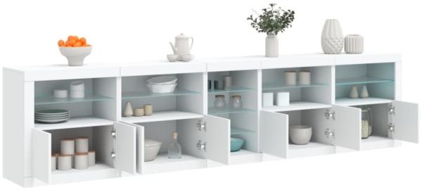 vidaXL Sideboard mit LED-Leuchten Weiß 283x37x67 cm