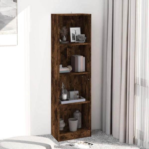 vidaXL Bücherregal 4 Fächer Räuchereiche 40x24x143 cm Holzwerkstoff