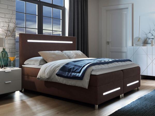 Boxspringbett Saziro LED, Farbe: Fresh 04