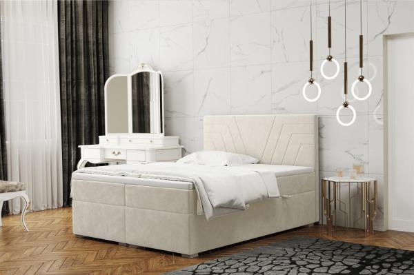 Boxspringbett Schlafzimmerbett RAMON 160x200cm in Stoff Matt Velvet Creme