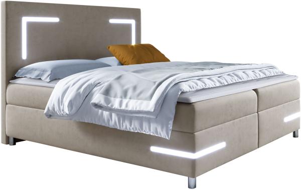 Boxspringbett Leleni LED, Natur, 180 x 200 cm