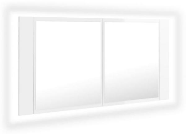 LED-Bad-Spiegelschrank Hochglanz-Weiß 90x12x45 cm Acryl