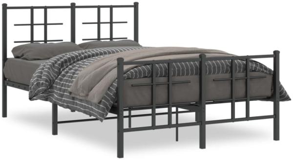 vidaXL Bettgestell mit Kopf- und Fußteil Metall Schwarz 120x200 cm 355577