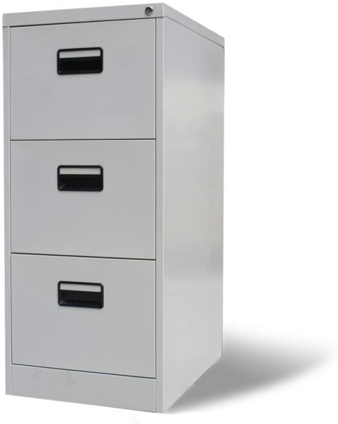 vidaXL Registerschrank mit 3 Schubladen Grau 102,5 cm Stahl