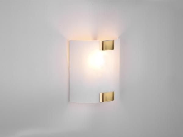 Flache LED Wandleuchte mit Glas Lampenschirm Weiß & Gold, 20 x 20cm