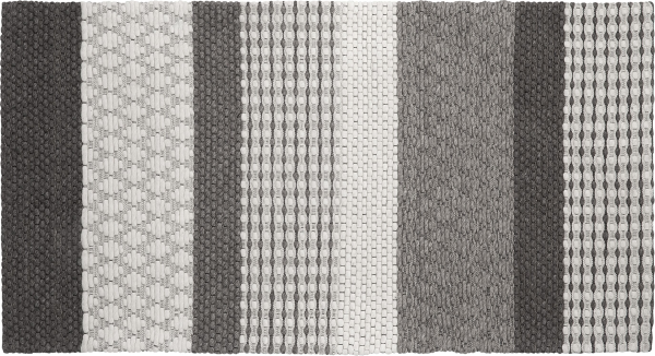 Teppich Wolle grau 80 x 150 cm Streifenmuster Kurzflor AKKAYA