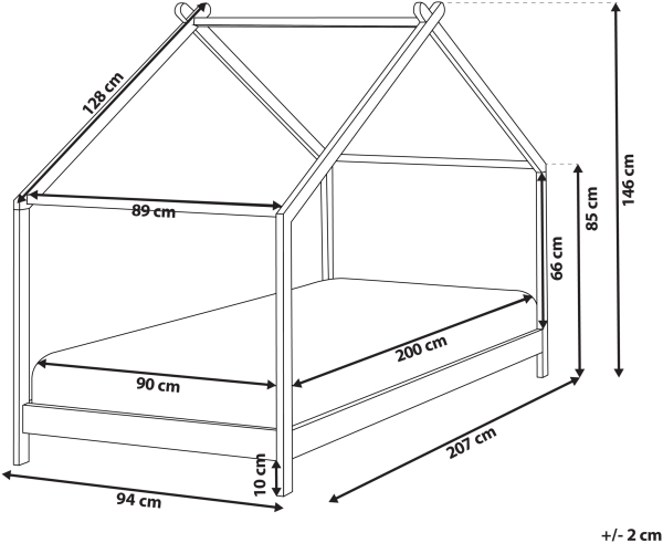 Kinder-Hausbett Kiefernholz weiß Lattenrost 90 x 200 cm ORLU Bild 7