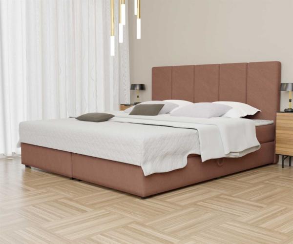 Boxspringbett Schlafzimmerbett ELICIO 120x200cm Stoff Apricot inkl. Bettkasten