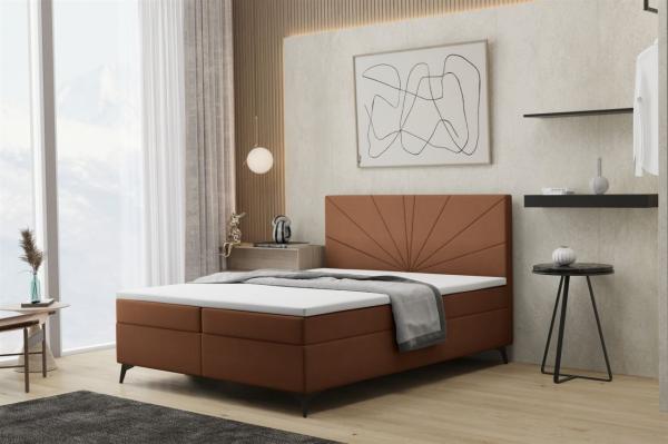 Boxspringbett Schlafzimmerbett PONCE 120x200cm in Stoff Riviera Orangebraun