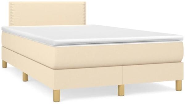 Boxspringbett mit Matratze & LED Creme 120x190 cm Stoff (Farbe: Creme)