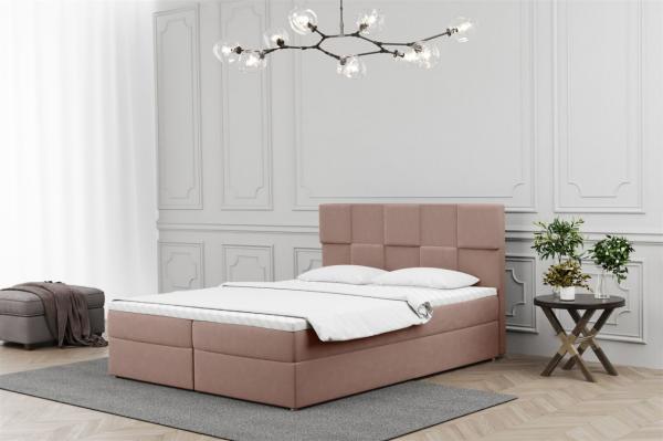 Boxspringbett Schlafzimmerbett JOLIE 200x200cm in Stoff Matt Velvet Rose