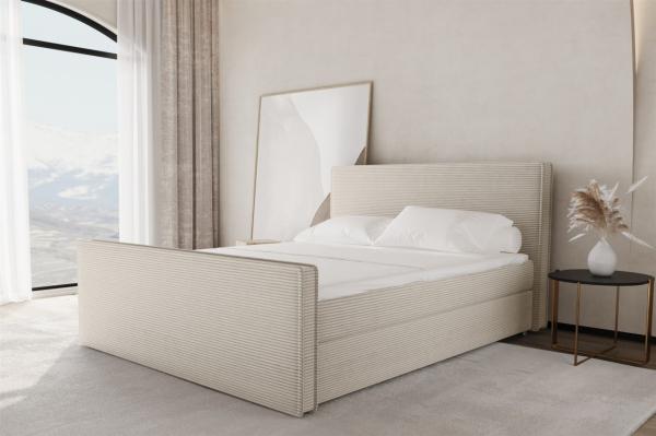 Boxspringbett Schlafzimmerbett CELES 120x200cm Stoff Poso Creme