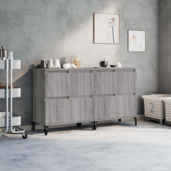 vidaXL Sideboards 2 Stk. Grau Sonoma 60x35x70 cm Holzwerkstoff