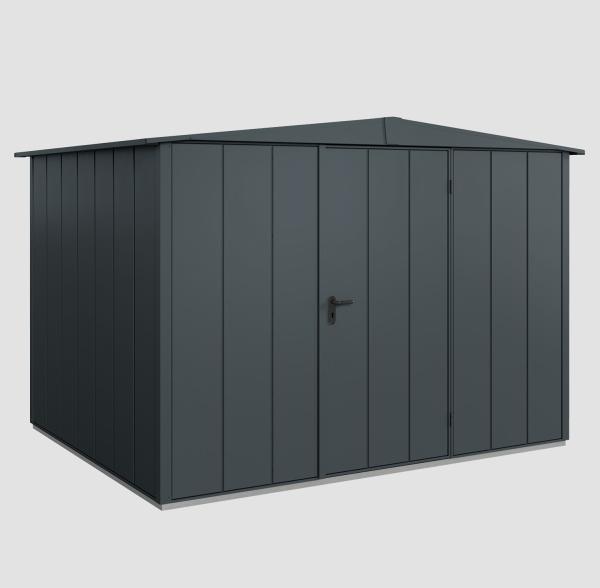 Hörmann Ecostar Aktionsangebot Metall-Gerätehaus Elegant mit Satteldach Typ 3, 238 x 303 cm , anthrazitgrau, 7,2 m²,1-flüglige Tür