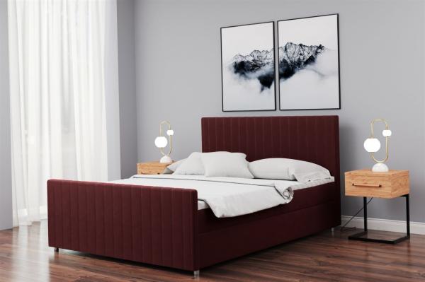 Boxspringbett Schlafzimmerbett ROSALIE 200x200cm in Stoff Matt Velvet Weinrot