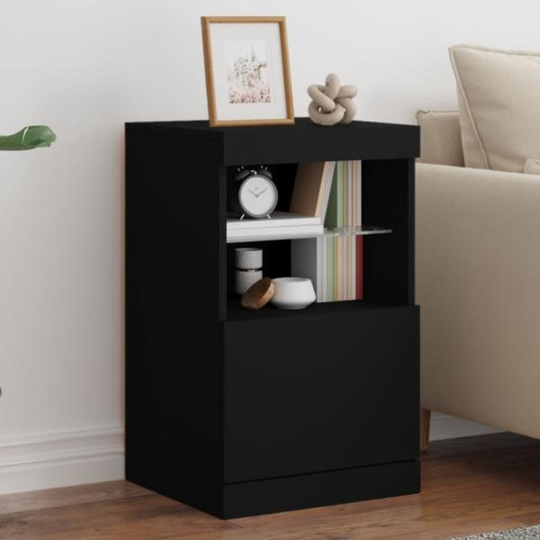 vidaXL Sideboard mit LED-Leuchten Schwarz 41x37x67 cm