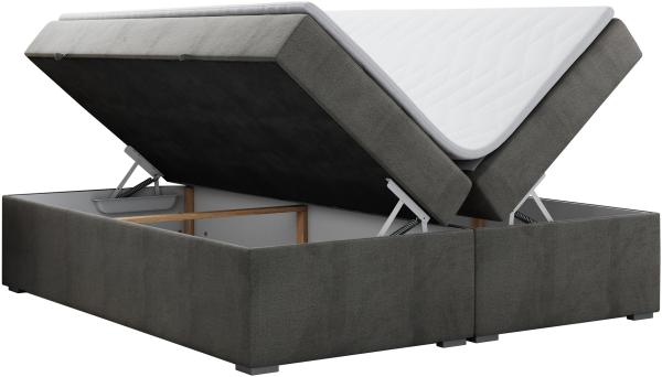 Boxspringbett - Doppelbett mit Multipocket-Matratze - BESS -200x200 - Dunkelgrau Velours - H4 Bild 4