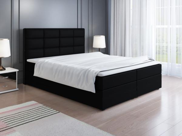 Boxspringbett Schlafzimmerbett ARNAU 180x200cm in Kunstleder Soft Schwarz