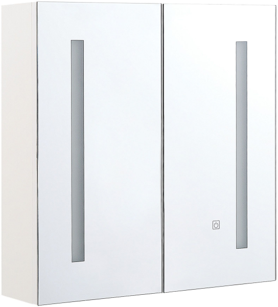 Bad Spiegelschrank weiß / silber mit LED-Beleuchtung 60 x 60 cm CHABUNCO