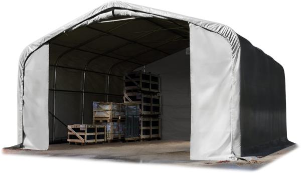 TOOLPORT Standsicheres Lagerzelt 6 x 6 m Weidezelt PVC Plane 850 N grau 100% Wasserdicht