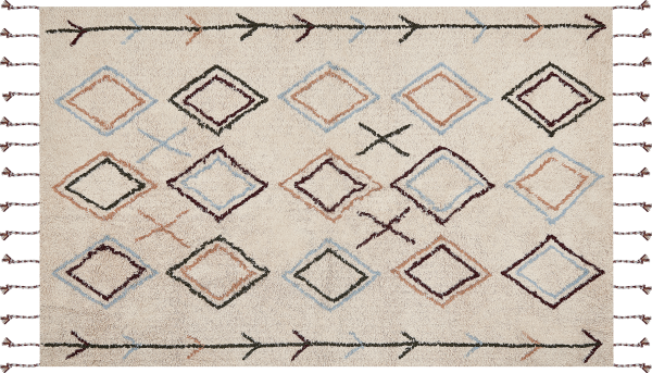 Teppich Baumwolle beige 140 x 200 cm geometrisches Muster CORUM