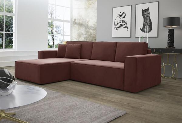 Ecksofa Schlafsofa Sofa CONOR PREMIUM Stoff Kronos Altrosa Ottomane Links