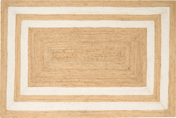 Teppich Jute beige 200 x 300 cm geometrisches Muster Kurzflor GEMEREK