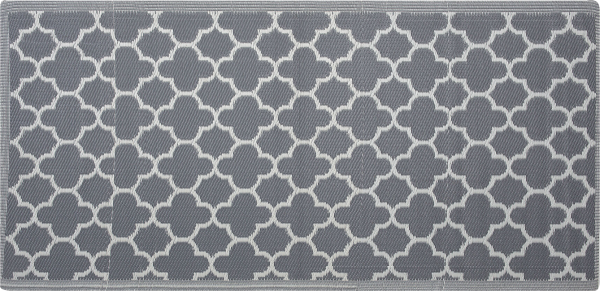 Outdoor Teppich grau 90 x 180 cm marokkanisches Muster zweiseitig Kurzflor SURAT