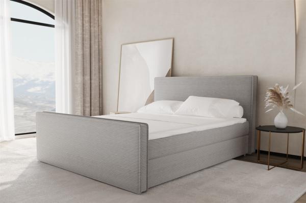 Boxspringbett Schlafzimmerbett CELES 160x200cm Stoff Poso Hellgrau