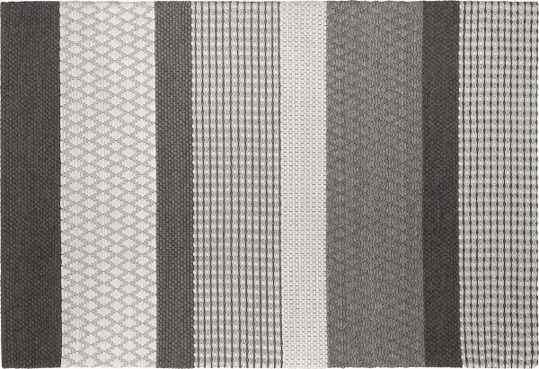 Teppich Wolle grau 160 x 230 cm Streifenmuster Kurzflor AKKAYA