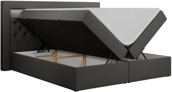 Boxspringbett - Doppelbett mit Multipocket-Matratze und LED - GOLD-6 - 180x200cm - Dunkelgrau Kunstleder - H3 Bild 4