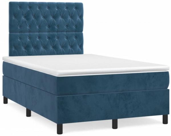 Boxspringbett mit Matratze & LED Dunkelblau 120x190 cm Samt (Farbe: Blau)