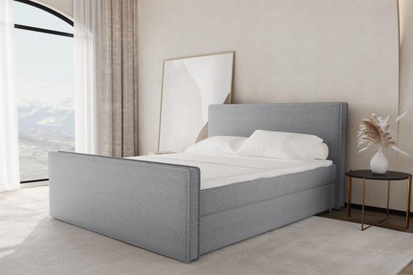 Boxspringbett Schlafzimmerbett CELES 200x220cm Stoff Poso Grau