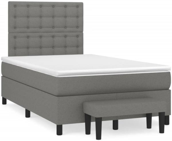 vidaXL Boxspringbett mit Matratze Dunkelgrau 120x190 cm Stoff