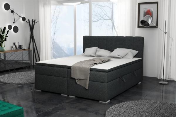 Boxspringbett Schlafzimmerbett LAURIN 180x200cm Stoff Inari Dunkelgrau