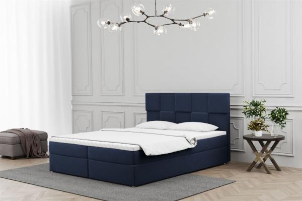 Boxspringbett Schlafzimmerbett JOLIE 180x200cm in Stoff Matt Velvet Dunkelblau