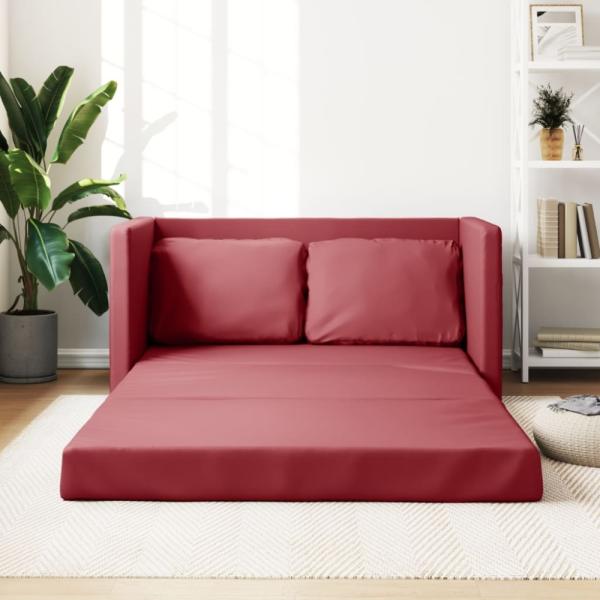 vidaXL Bodensofa mit Schlaffunktion Weinrot 112x174x55 cm Kunstleder